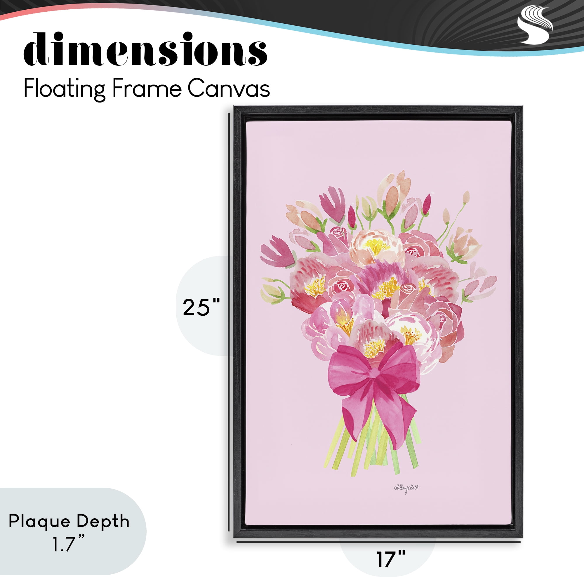 Stupell Industries Romantic Blushing Peonies Black Framed Floater Canvas Wall Art, design by Hillary Holt