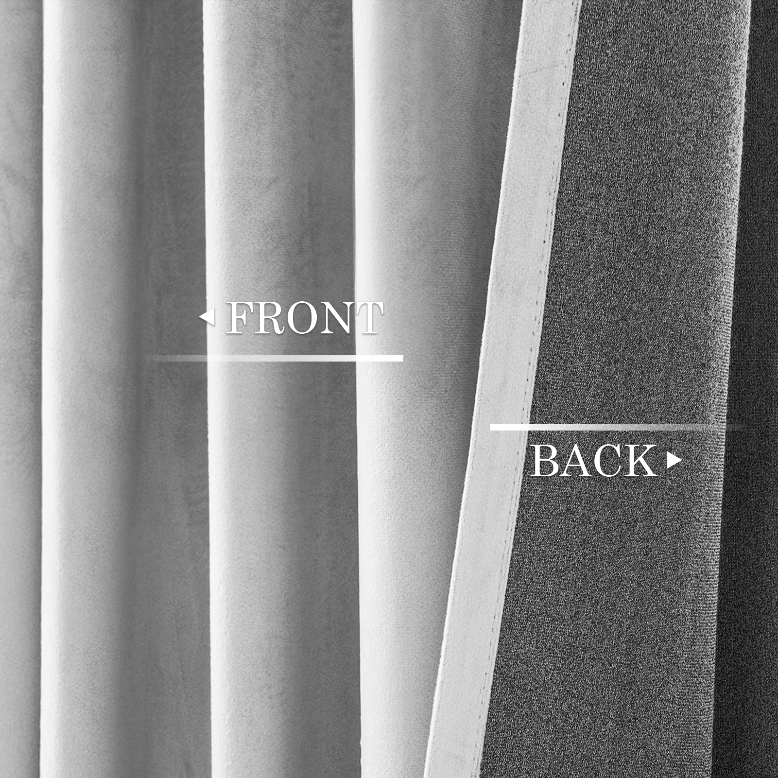 Top Finel 100% Blackout Luxury Velvet Grommet Back Curtains, 52 x 108 inch, 2 Panels,Grey White