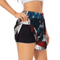 thumbnail image 1 of Balery American Flag Skull Pantalones cortos deportivos para mujer con forro y dos bolsillos, elásticos, para entrenamiento, gimnasio, yoga-Medium, 1 of 7