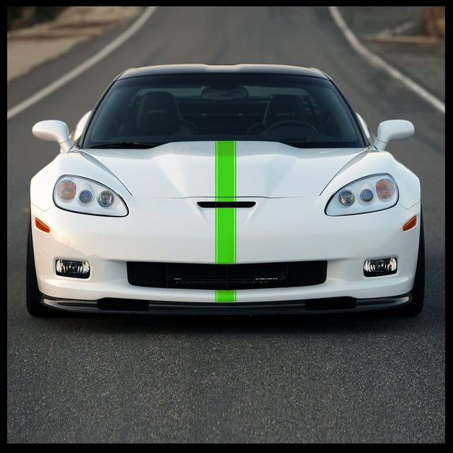 Sticker Connection | Racing Stripes | Hood Rally Vinyl Race Stripes | (4"x72", Lime Green)