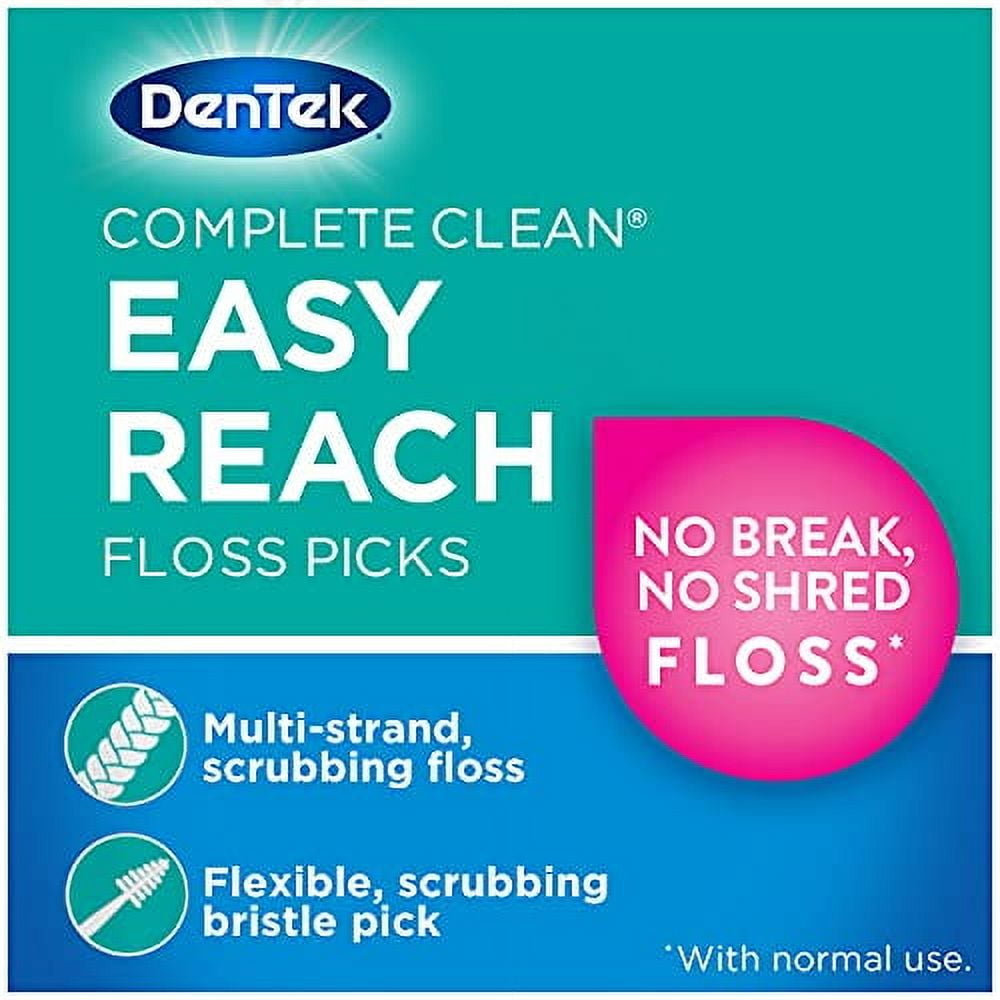 DenTek Complete Clean, Fresh Mint, Easy Reach Angled Floss Picks, No Break & No Shred Floss, 75 Each (Pack of 5)
