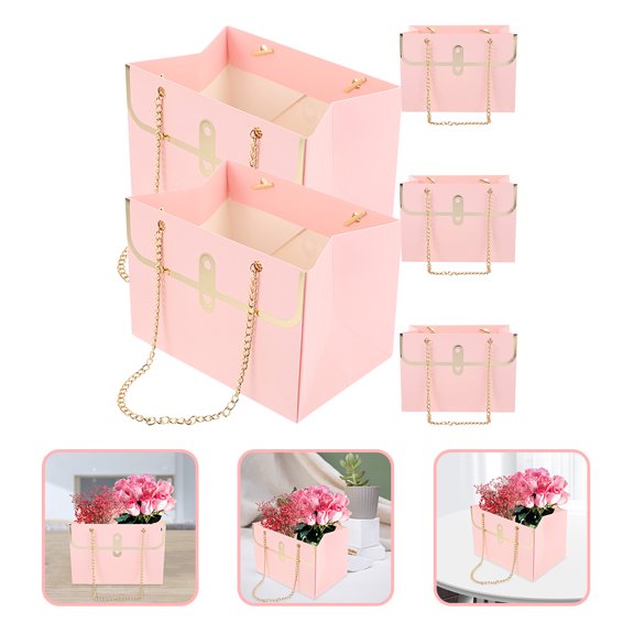 WASHWEPE Sleeve Bouquet Bags Pink 5Pcs