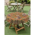 thumbnail image 4 of Outdoor Tablecloths with Umbrella Hole & Zipper, Brown Red Floral Boho Round Tablecloths 60 Inch, Vintage Ethnic Tribe Abstract Art Waterproof Table Cloth, Patio/Pool/Picnic Table Covers, 4 of 8
