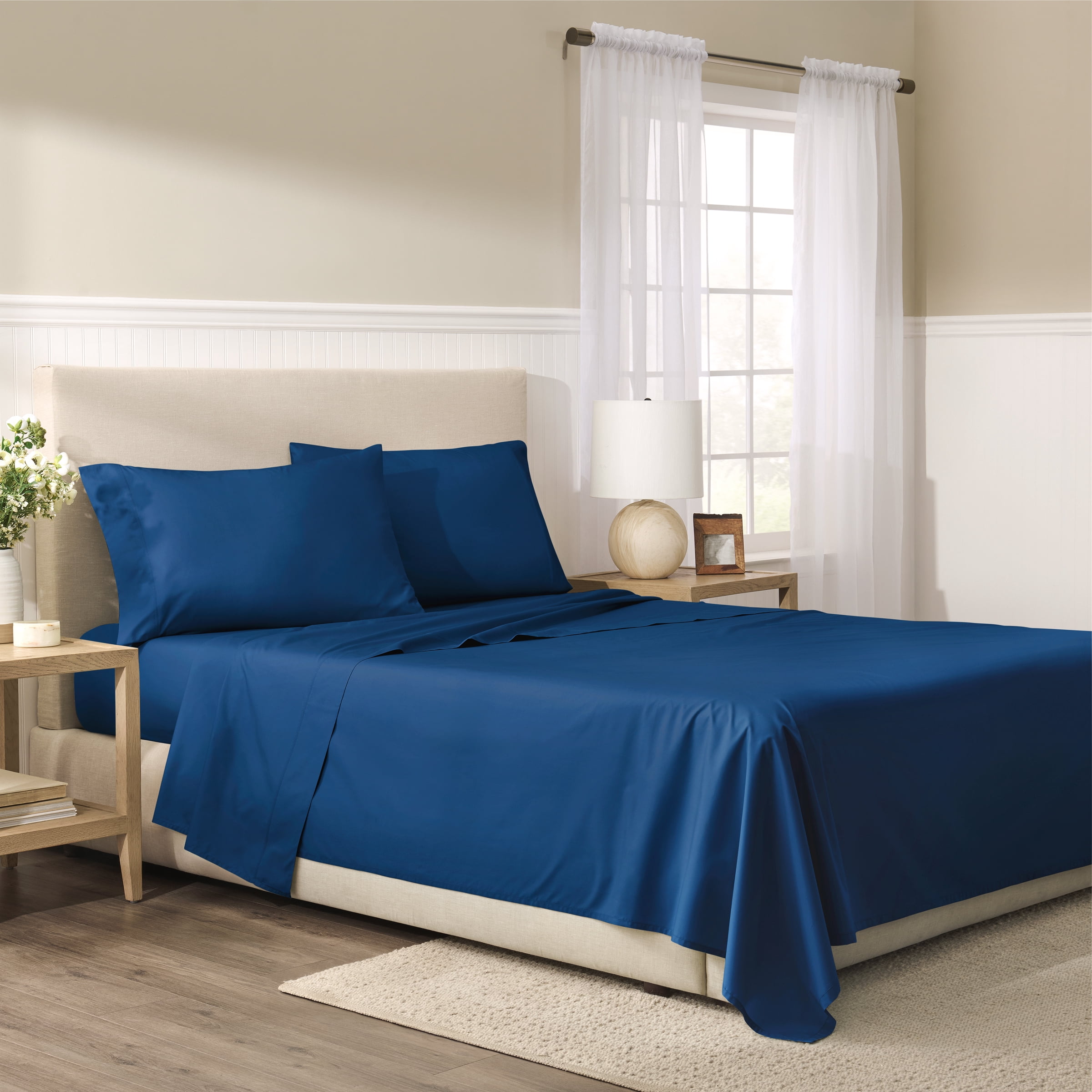 Wamsutta 1846 4-Piece 400 Thread Count Titan Egyptian Giza Cotton Percale Bed Sheets, Queen-Deep Pocket