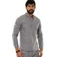 thumbnail image 2 of Men's Cotton Beach Summer Casual Pin-Tuck Banded Collar Long Sleeve Shirt, 2 of 2