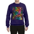 thumbnail image 3 of Colorful Cat Portrait | Cat Lover Owner | Dean Russo Art Animal Lover Unisex Crewneck Sweatshirt, Purple, M, 3 of 5