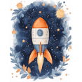 thumbnail image 1 of Qisvanset Framed Canvas Wall Art, 12x16 Inch Blue Gray Space Theme Kids Nursery Wall Print, 1 of 5