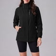 thumbnail image 2 of Windbreaker Jacket for Women Detachable Hooded Windproof and Waterproof Jacket with Pockets Solid Color Hooded Zip Up Casual Lightweight Hiking Travel Jackets, 2 of 6