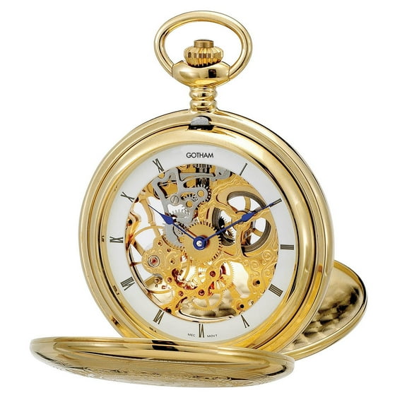 Men's Gold-Tone Double Cover Exhibition Mechanical Pocket Watch # GWC18800G