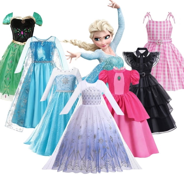 Disfraz de princesa Anna y Elsa de Disney para niñas, disfraz de melocotón para fiesta de carnaval y Navidad