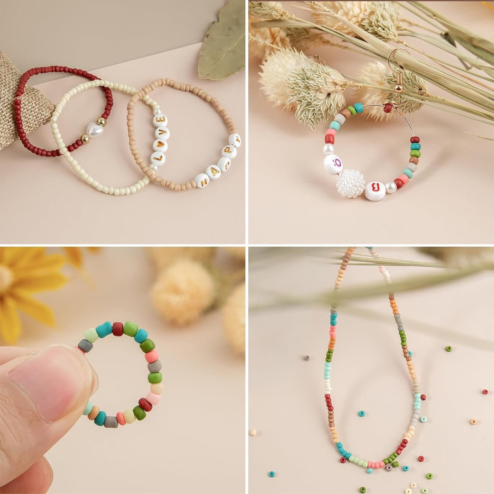 kjfeif 3mm Colored Bracelet Beads, Suitable for Children and Adults to Wear On Occasions Such As Christmas, Holidays, Birthdays, Parties, Etc, Christmas Stocking Stuffers Gift for Kids