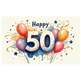 thumbnail image 3 of Happy 50 Birthday Themed Background Decorations with Balloons Stars and Streamers Backdrop Banner for Birthday Party Celebrations Photography Props and Home Decor, 3 of 4