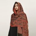 thumbnail image 2 of HNMKIU Scarf Elegant Fringed Shawl With Paisley Design Feel Soft Wrap For Women Scarf Light Purple,One Size, 2 of 5