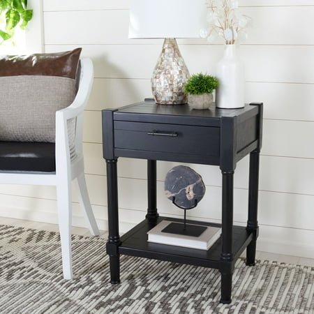 SAFAVIEH Filbert Solid Rustic 1 Drawer Accent Table Black