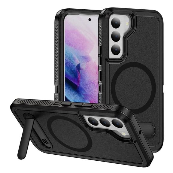 for Samsung S22 Case,Dual Layer With Kickstand Compatible For MagSafe,Military Shockproof Matte PC with Soft Edges Phone Cover For Galaxy S22 6.1"(Black)