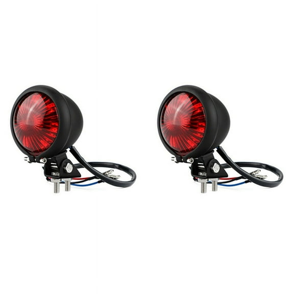 2X Motorcycle LED Rear Tail Light Brake Stop Lamp LED Tail Light for Chopper Cafe Black