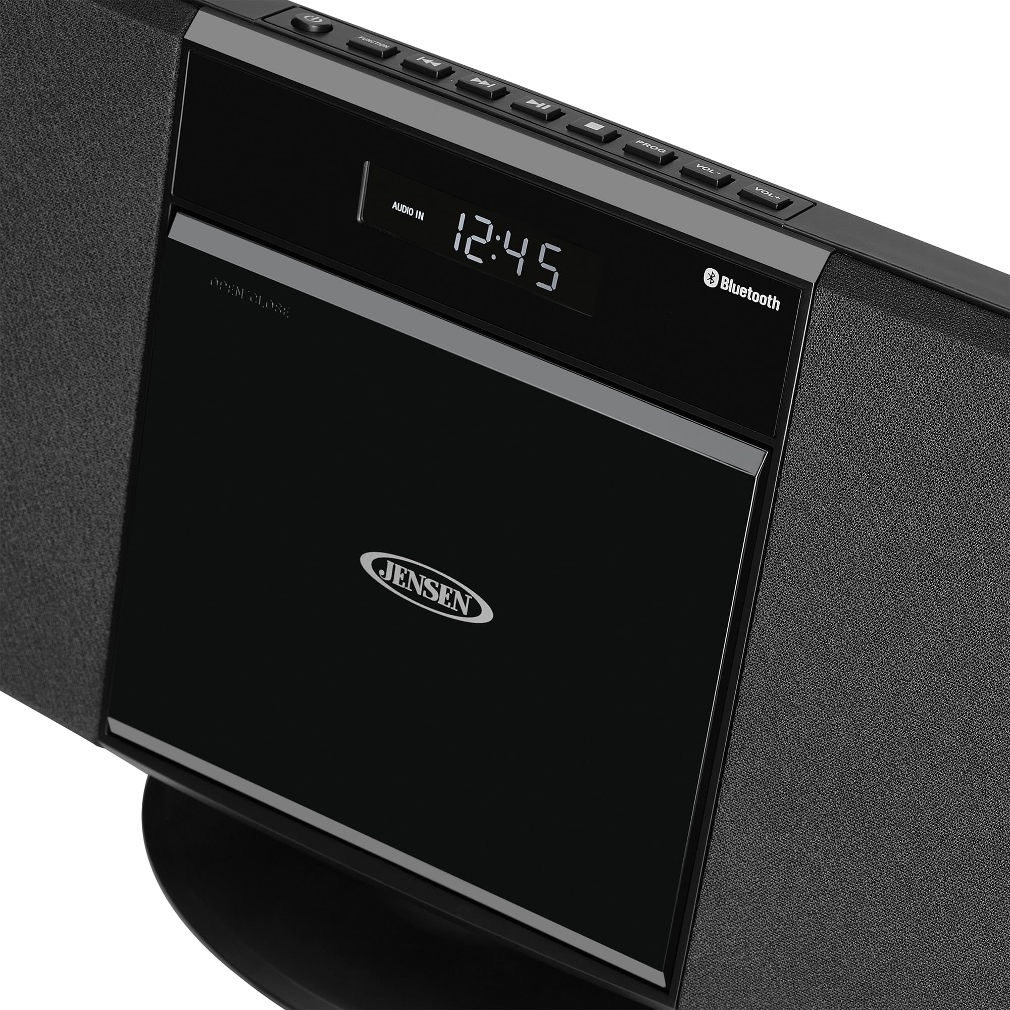 JENSEN Bluetooth JBS-300 Wall-Mountable Music System With CD Player And AM/FM Radio, 9.33"H x 14.84"W x 3.54"D, Black