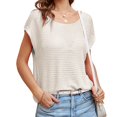 thumbnail image 5 of ZyeKqe Sweaters for Women Crochet Cap Sleeve Shirts Crewneck Pullover Knit Tops Loose Fitted Summer Top, 5 of 5