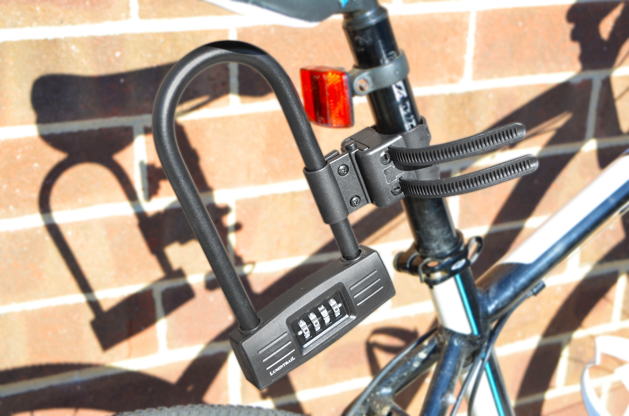 Lumintrail Bicycle 4 Digit Combination Cable Lock and U-Lock with Mount Brackets