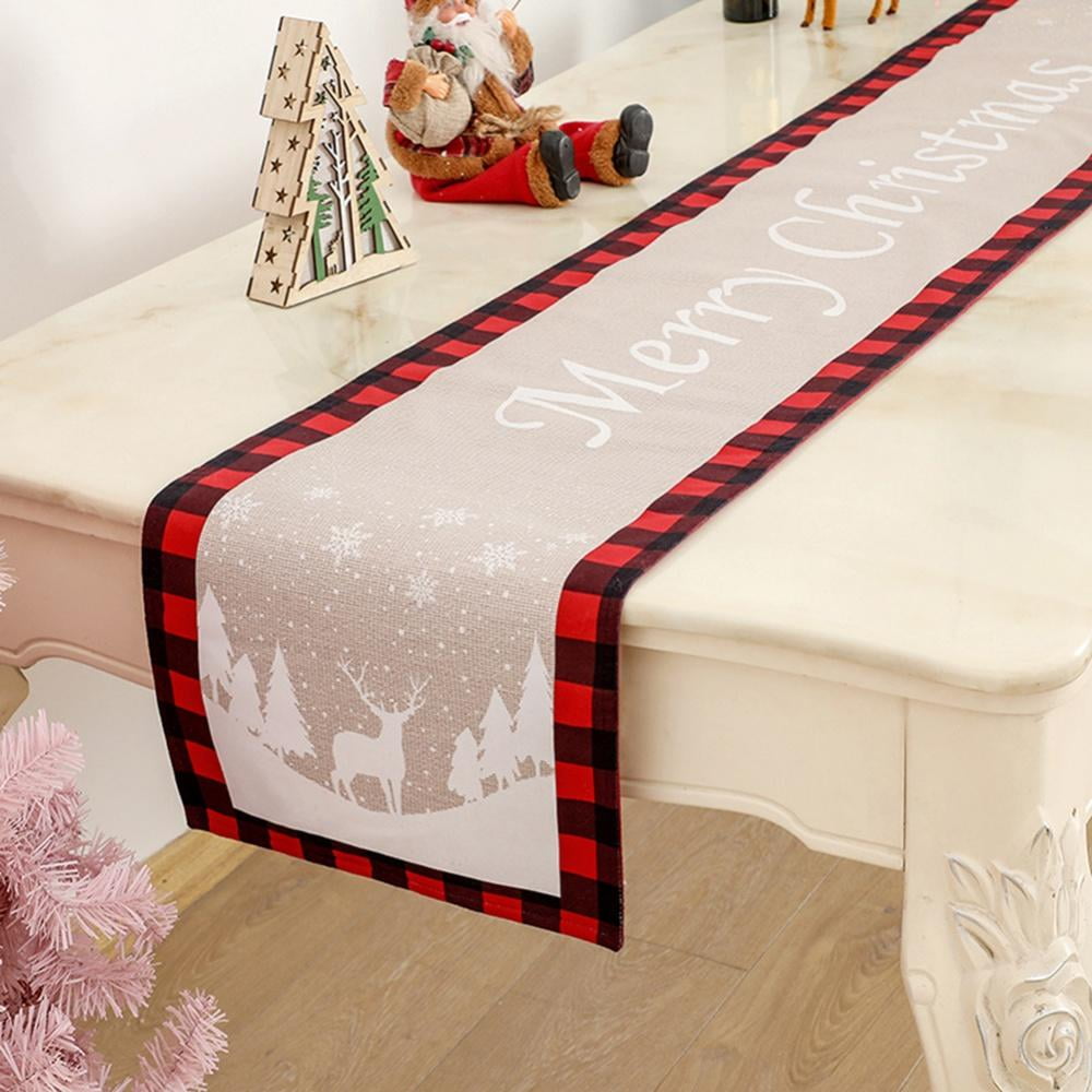 12x60 inches Red and Black Buffalo Check Lumberjack Farmhouse Christmas Table Runner 