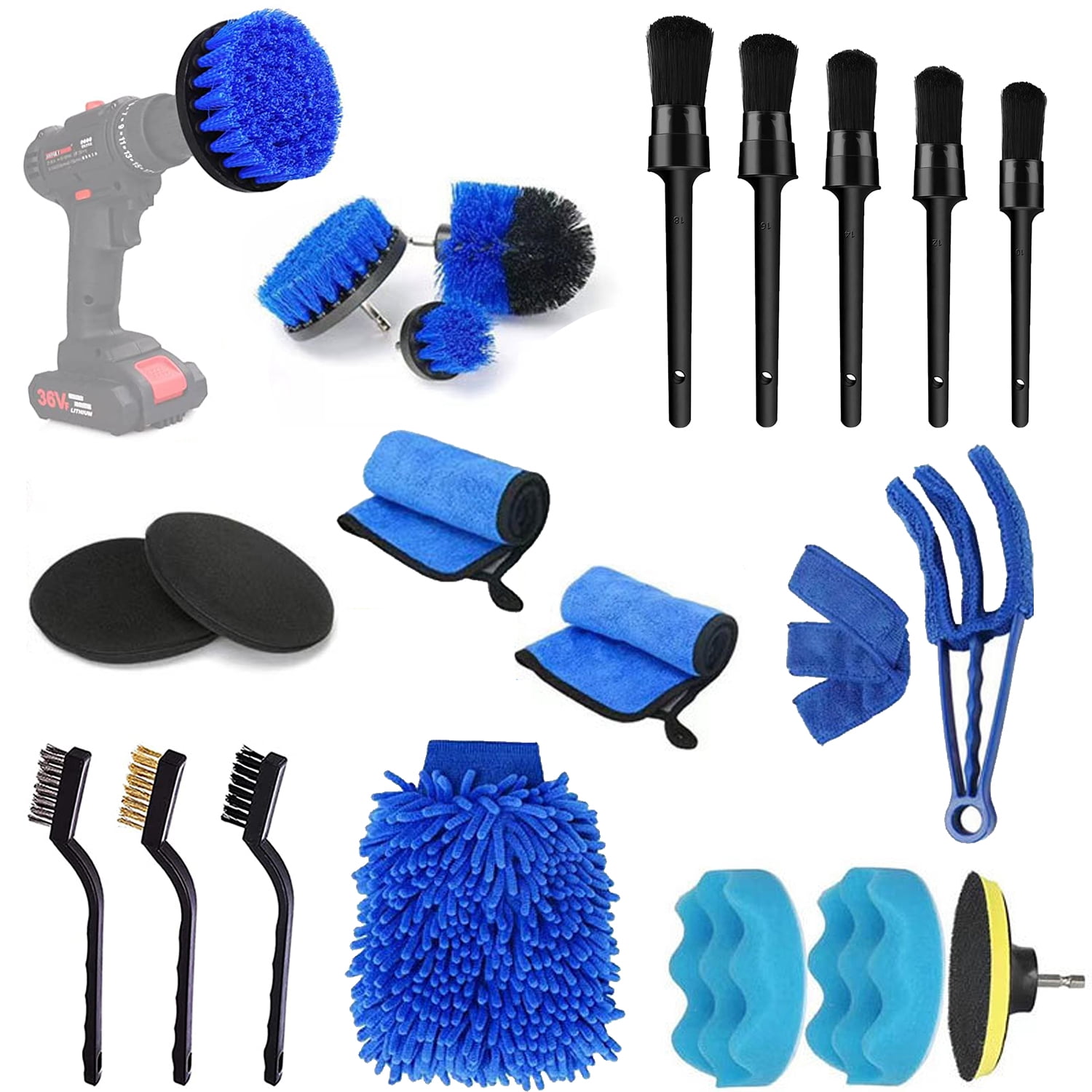 22Pcs Car Detailing Kit, Car Detailing Brush Set, Auto Detailing Drill