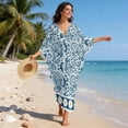 thumbnail image 5 of Xixirimido Blue Boho Mandala Daisy Print Womens Kaftan Dresses Long Caftans Plus Size Batwing Sleeve Swimsuit Coverup V Neck Summer Beach Dress, 5 of 7