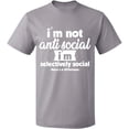 thumbnail image 2 of OXI T-Shirt - I Am Not Anti Selectively Social, Basic Casual T-Shirt for Men's and Women Fleece T-Shirt Short Sleeve - Sport Grey X-Large, 2 of 3