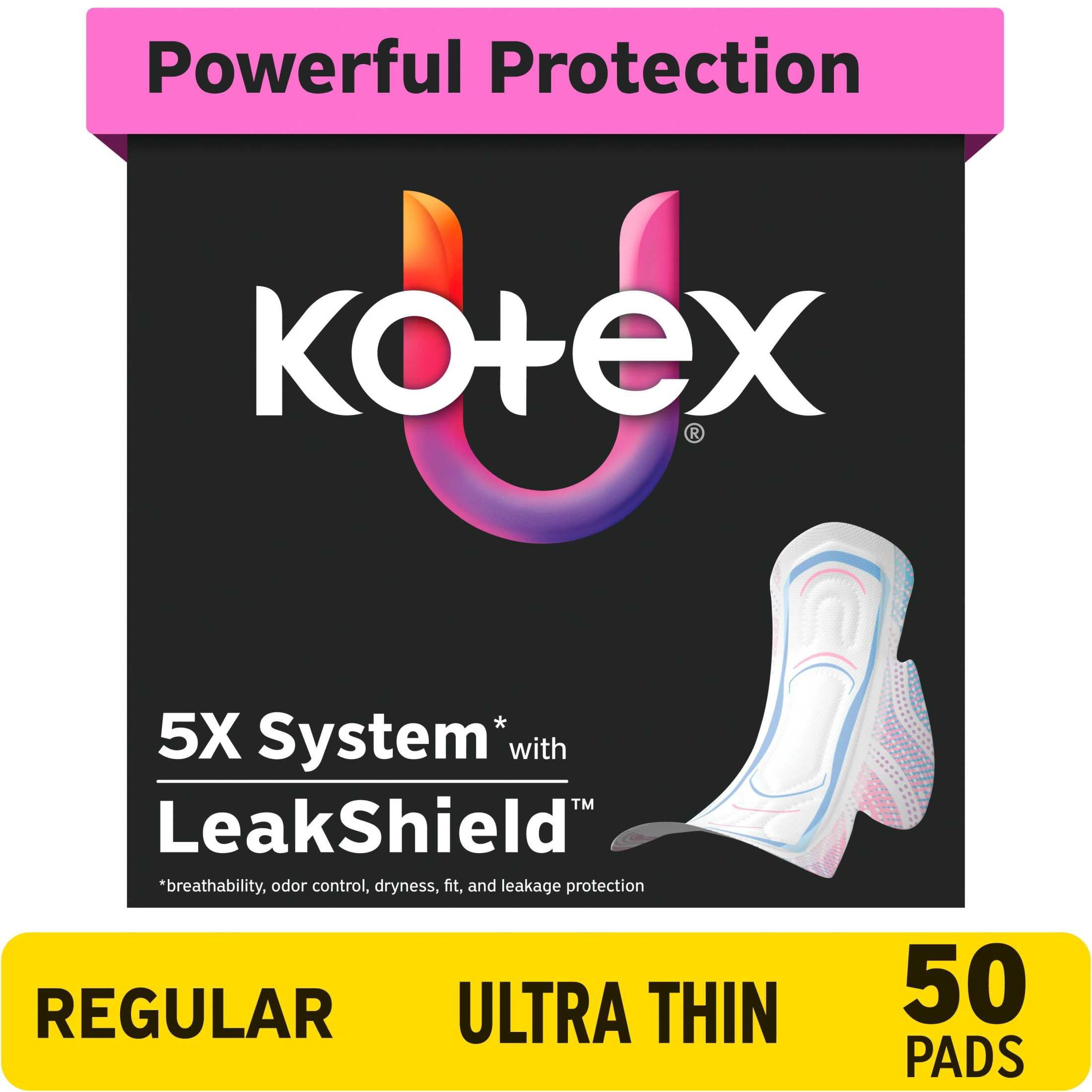 (3 pack) Kotex Ultra Thin Period Pads with Wings, Regular Absorbency, 50 Count