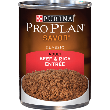 (12 Pack) Purina Pro Plan Pate Wet Dog Food, SAVOR Beef & Rice Entree, 13 oz. Cans