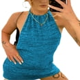 thumbnail image 1 of Robe Tricotée d'Été Couleur Unie Sans Manches Licou Dos Nu Jupe Femmes Slim, 1 of 5
