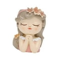 thumbnail image 2 of Macetas con cara de niña, soporte para bonsái, jarrón artesanal, escultura decorativa de resina coleccionable de dibujos animados, maceta de resina, 8x7x11cm, 2 of 8