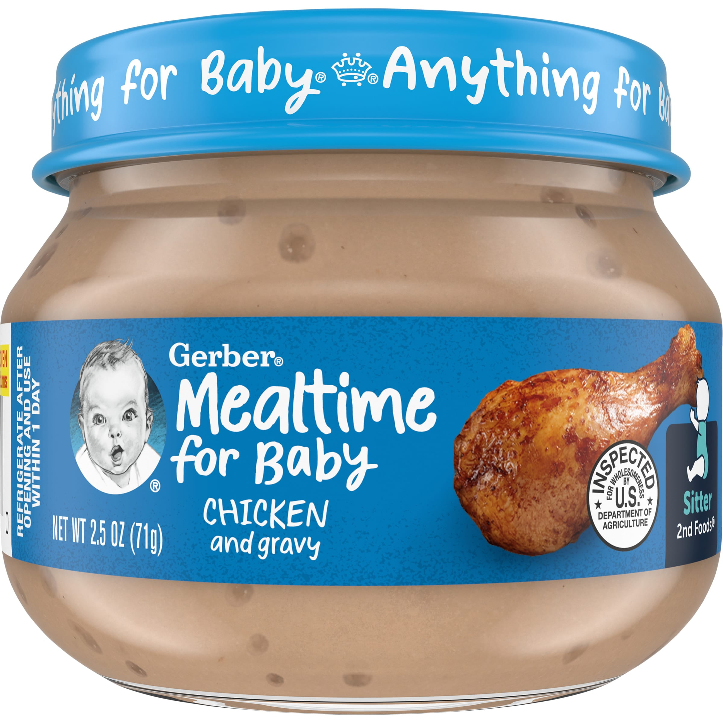 Gerber 2nd Foods Mealtime for Baby Baby Food, Chicken & Gravy, 2.5 oz Jar