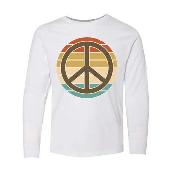 Inktastic Retro Peace Sign Sunset Long Sleeve Youth T-Shirt