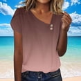 thumbnail image 4 of Summer Tops for Women 2025 Trendy Button V Neck Shirts Casual Short Sleeve Tunic Tshirt Basic Business Work Blouse, 4 of 7