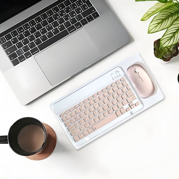 GJX Keyboard And Mouse Wireless Combo 2.4Ghz,Compact Cordless Computer Keyboard And Mouse Set,Silent Wireless Keyboard And Mouse,Lag-Free for Computer,Laptop