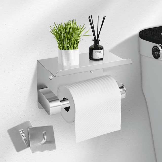 Portarrollo De Papel Higiénico Y Estante Inoxidable 2ganchos Xtellar blanco