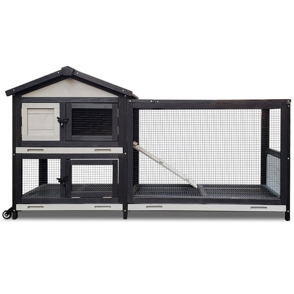 PawHut Indoor/Outdoor Bunny Cage, Waterproof Rabbit House for Small ...