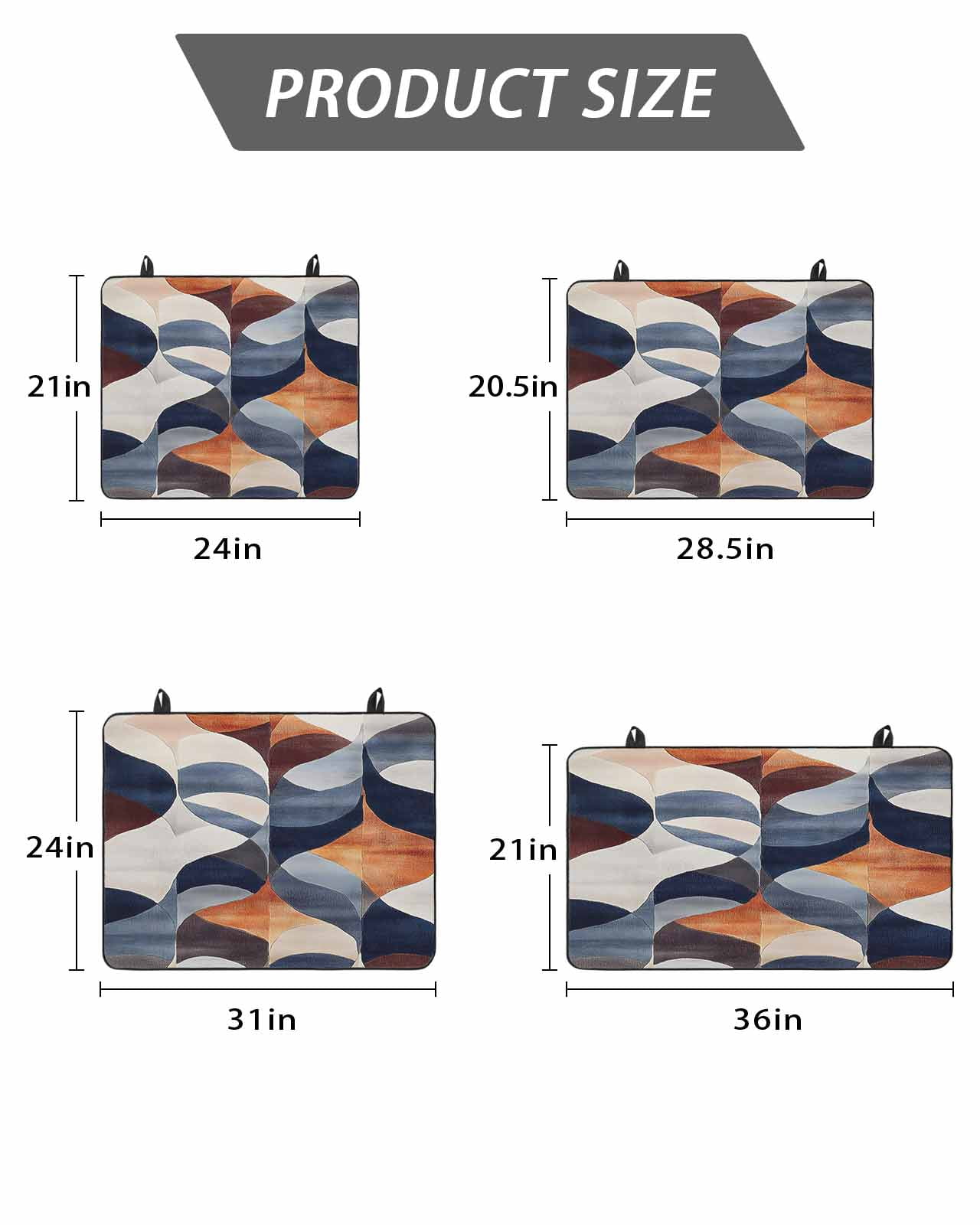 Stove Top Covers for Electric Stove, Navy Blue Burnt Orange Glass Stovetop Cover Protector, Retro Geometric Abstract Induction Cooktop Protector Oven Mat for Kitchen Countertop 24"x21"