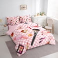 thumbnail image 3 of Manfei Girl Cosmetics Bedding Comforter Set 7pcs,Eye Shadow Lipstick Queen Bedding Sets,Chic Diamond Ring Queen Sheet Sets For Princess,Microfiber Bedroom Decor Reversible, 3 of 8