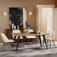 thumbnail image 3 of Homy Casa 6-Person Industrial Dining Table with Live Edge Wood-Look Top and Steel Legs, 63"x35", Walnut, 3 of 9