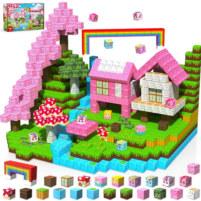 Annexfun - Bloques magnéticos - 150 piezas de bloques de construcción con forma de unicornio - Juguetes Montessori para niños pequeños - Regalos de Navidad y cumpleaños - Juguetes sensoriales STEM par