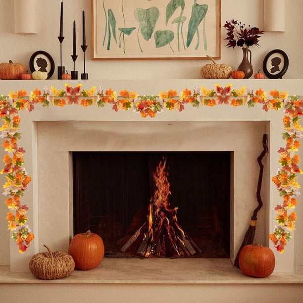 Decoraciones de Halloween con hojas de arce simuladas, plantas verdes de imitación para Halloween, bar, hogar, jardín, etc.