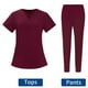 thumbnail image 5 of Conjunto de uniforme de trabajo para mujer, blusa y pantalones, ropa de trabajo cómoda, duradera y suave. Color rojo en S, 5 of 9