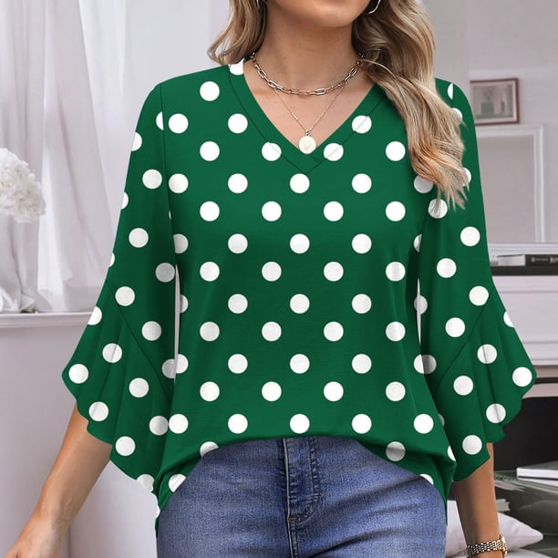 mfyjkho Tops De Gimnasio Para Mujer, Blusa Informal De Manga Larga Con Estampado Para Mujer, Cómoda Y Con Solapas Abotonadas, Moderna Y Cómoda. Tops De Gimnasio Para Mujer M