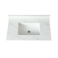thumbnail image 3 of Montary 37 Inch Marble Vanity Top, White Vanity Top with Pre-drilled Faucet Holes, Bathroom Vanity Top with Undermount Rectangular Middle Sink and 4" Height Backsplash, Bianco Carrara Venato, 3 of 7