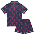 thumbnail image 2 of FORMRS Kids Short Sleeve Top and Pants Pajama Set Unisex Satin 2-Piece Sleepwear, Sizes 9-10Y, Blue Lobster Pattern, 2 of 8