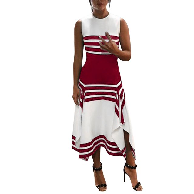 B91xZ Long Robes pour les Femmes Sans Manches Pull Col Rond Sweat-Shirts Coupe Décontractée Mini Robe, Rouge S
