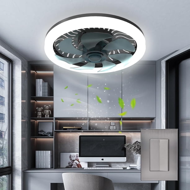 Megaluz LV34W03 ventilador de techo con lampara led 34w, enchufe E27, 10 pulgadas, luz blanca fría, aspas externas, motor silencioso (Control por apagador).