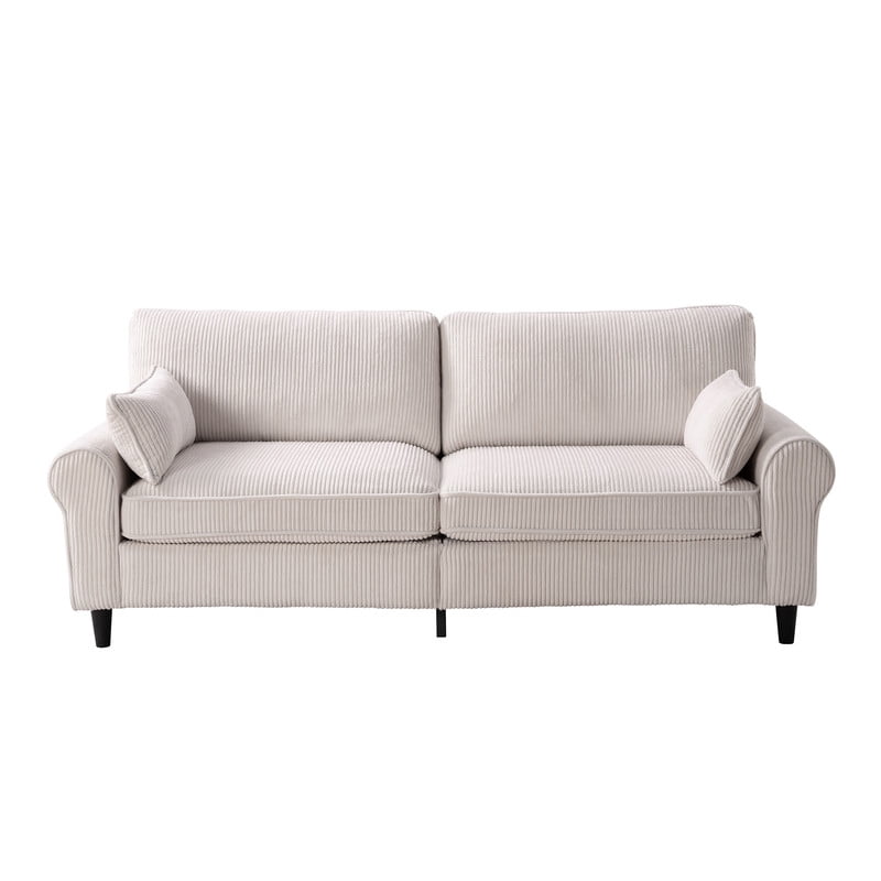 Howcool 80.7"W Corduroy Loveseat Sofa,Mid-Century Modern 2-Seater Sofa Couch, Heavy-Duty Iron & Wood Frame, Soft Upholstered Loveseat for Living Room/Bedroom