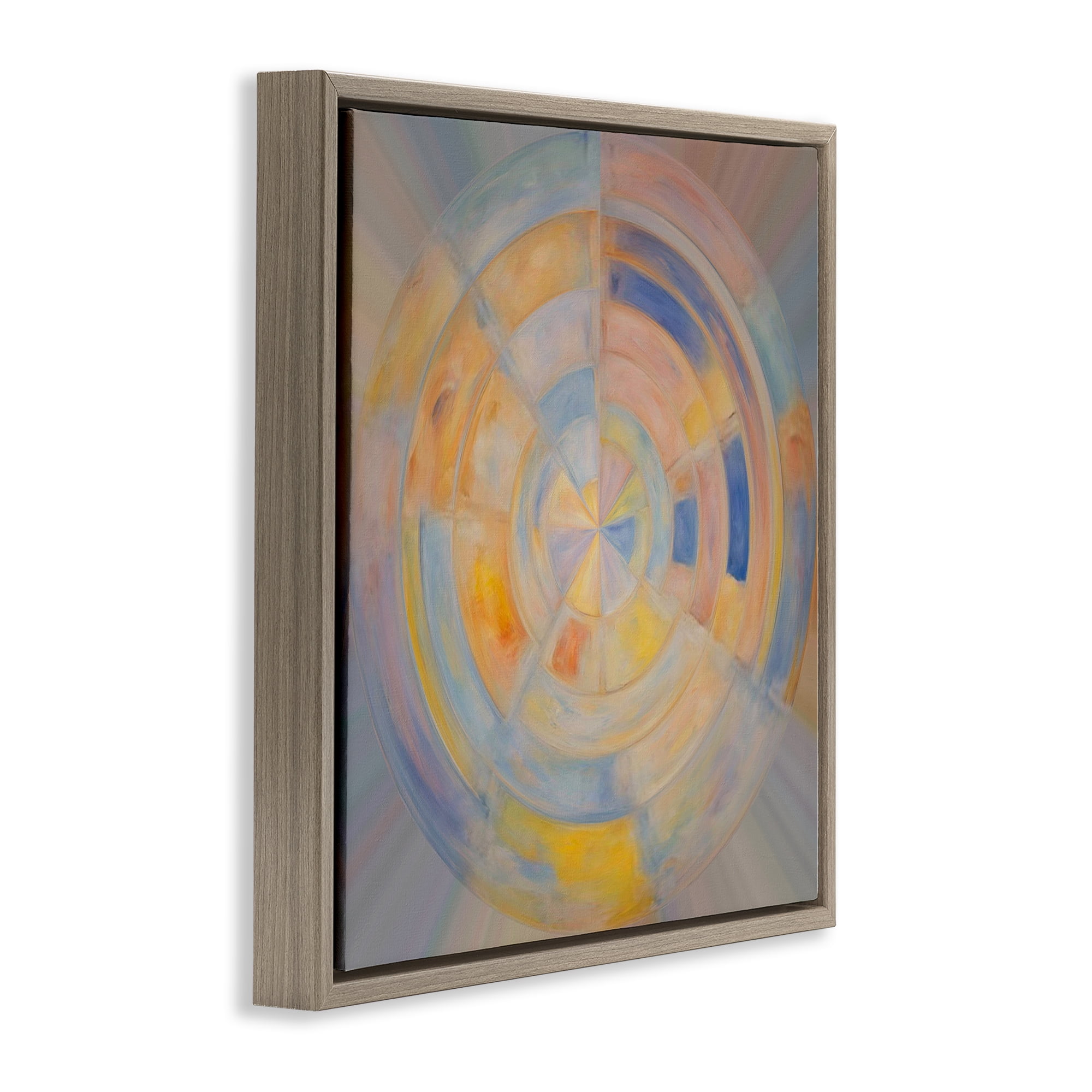 Stupell Industries Geometric Circle Out Abstract Painting Brown Floater Framed Canvas Art Print Wall Art, 25 x 25